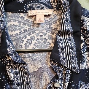 Dress Barn Navy and White Midi Dress